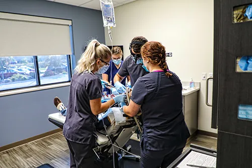 The team on an oral surgery procedures